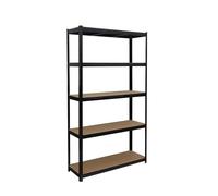 Relaxdays Scaffale portacarichi con 5 Ripiani, 875 kg, Montaggio a Incastro, Nero/Marrone, 50x120x200 cm