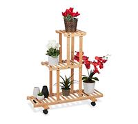 Scaffale portafiori Fioriera in bambù Mobile porta piante 3 ripiani Leggero