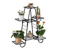 Relaxdays Scaffale Portafiori in Metallo, Fioriera Interno e Esterno, 7 Mensole Porta Piante, HLP: 83 x 75 x 24 cm, Nero, Ferro, 1 pz