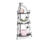 Relaxdays Scaffale Portafiori in Metallo, Fioriera Esterno e Interno, 6 Mensole Porta Piante e Fiori, 107x44x24 cm, Nero