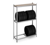 Relaxdays Scaffale Portagomme per 8 Pneumatici, HLP: 180x120x40 cm, 795 kg, Acciaio Zincato, Garage e Officina, Argento, Plastica, Fibra di Legno
