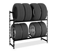 Relaxdays Scaffale Portagomme per 8 Pneumatici, HLP: 100x110x35 cm, 150 kg, Ripiani in Acciaio, Garage e Officina, Nero