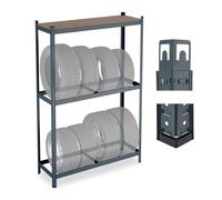 Relaxdays Scaffale Portagomme per 8 Pneumatici, HLP: 180x120x40 cm, 795 kg, Scaffalatura in Acciaio, Garage, Grigio, Plastica, Fibra di Legno