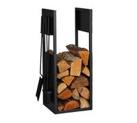 Portalegna camino Scaffale per legna 28 kg Nero Portalegna da interno 9,4 kg