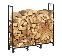 Relaxdays Scaffale Portalegna in Acciaio, per Ceppi da 26,5 cm, Porta Legna da Ardere, HLP: 116 x 121 x 30,5 cm, Nero
