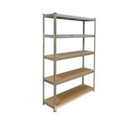 Relaxdays Scaffale portapesi, 5 ripiani, diverse misure, 875 kg capacità, acciaio, per cantina e garage, argento