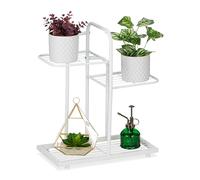 Relaxdays Scaffale Portapiante, 3 Ripiani in Metallo 50,5x45x22 cm, Portafiori e Portavasi, Fioriera, Acciaio, Bianco