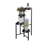 Relaxdays Scaffale Portapiante 4 Ripiani, Ferro e Plastica, Scala Portafiori, Supporto Vasi di Piante, 81x48x49 cm, Nero