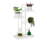 Relaxdays Scaffale Portapiante, 4 Ripiani in Metallo 72,5x44x22,5 cm, Portafiori e Portavasi, Fioriera, Acciaio, Bianco