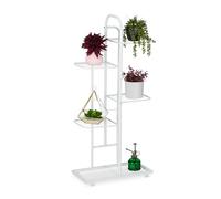 Relaxdays Scaffale Portapiante, 5 Ripiani in Metallo 96,5x45x22 cm, Portafiori e Portavasi, Fioriera, Acciaio, Bianco
