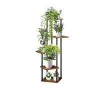 Relaxdays Scaffale Portapiante a 5 Ripiani in Ferro e MDF, Scala Porta Vasi Piante e Fiori, 118,5x58x58 cm, Industriale, 60% Fibra di Legno