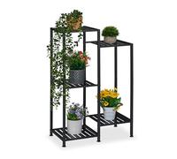 Relaxdays Scaffale Portapiante a 5 Ripiani, Supporto per Vasi Fiori, Scala per Piante HLP: 81x55x28,5 cm, Metallo, Nero, Acciaio, Ferro