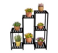 Relaxdays Scaffale Portapiante a 7 Ripiani, Supporto per Vasi Fiori, Scala per Piante HLP: 81x80x28,5 cm, Metallo, Nero