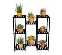 Relaxdays Scaffale Portapiante a 8 Ripiani, Supporto per Vasi Fiori, Scala per Piante HLP: 81x80x28,5 cm, Metallo, Nero