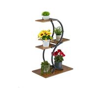 Relaxdays Scaffale Portapiante con 4 Ripiani in Ferro e MDF, Scala Portafiori, Supporto 5 Vasi di Piante, 76x48x30 cm