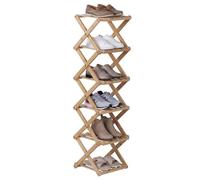 Scarpiera porta scarpe pieghevole in bambù, ripiano salvaspazio per bagno