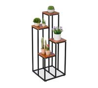 Relaxdays Scaffale Portavasi, 4 Ripiani Quadrati, Mobile Portafiori in Metallo, 100x40x40 cm, Tavolino per Vasi, Nero