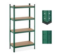 Relaxdays Scaffale in Acciaio, 280 kg capacità di Carico, 156x80x40 cm, Scaffalatura Alta Portata con 4 Ripiani, Verde, 156 x 80 x 40 cm