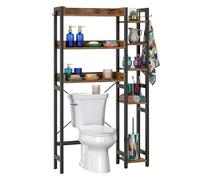 Relaxdays scaffale sopra WC, 3 Ripiani, HxLxP 161x80x24 cm, Metallo/MDF, Nero/Marrone