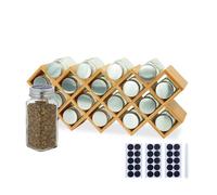 Relaxdays Scaffale per spezie bambù, HLP: 25,5x43x9,5 cm, barattoli, Etichette, Penna, Naturale, Vetro, Acciaio Inox, 25.5 x 43 x 9.5 cm