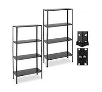Relaxdays Scaffali in Acciaio, Set da 2, 147,5x75,5x30,5 cm, 4 Ripiani Regolabili, Carico 160 kg, Garage e Cantina, Nero