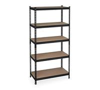 Relaxdays Scaffali in Metallo, Scaffalatura a Incastro, Portata 1800kg, 183x91x46 cm, 5 Ripiani, Garage e Dispensa, Nero