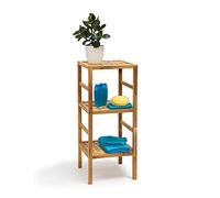 Relaxdays Scaffalle a Colonna in Legno, 3 Ripiani HLP 85 x 35,5 x 35,5, Mobile Universale per Bagno e Salotto, Naturale