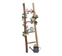 Relaxdays Scala Decorativa, Legno di Castagno, 4 Traverse, Fatta a Mano, Portasciugamani, Appendiabiti, 116 cm, Naturale