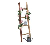 Relaxdays Scala Decorativa, Legno di Castagno, 4 Traverse, Fatta a Mano, Portasciugamani, Appendiabiti, 116 cm, Naturale