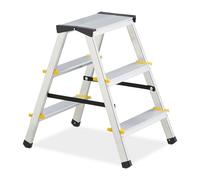Relaxdays Scala in Alluminio a 3 Gradini, Scaletta Pieghevole, Rialzo Carico Max 150 kg, HLP: 60x41x60 cm, Argentato