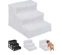 Relaxdays Scaletta a 3 Gradini, per Cani Piccoli & Grandi, Letto & Divano, Fodera in Tessuto HLP 30 x 35 x 45 cm, Bianco