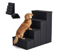 Relaxdays Scala per cani, 4 gradini, pieghevole, vano portaoggetti, nera
