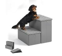 Relaxdays Scala per cani pieghevole, 2 gradini, con vano, grigio