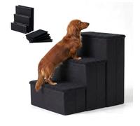 Relaxdays Scala per cani pieghevole 3 gradini con vano portaoggetti, nera