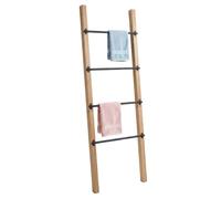 Relaxdays Scala portasciugamani, 4 pioli, 160 x 55,5 cm, naturale/nero