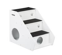 Relaxdays Scaletta a 3 Gradini per Cani e Gatti, per Tappeto, Letto e Divano, HxLxP: 52,5 x 42 x 60 cm, Bianco Nero, Fibra di Legno