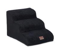 Relaxdays Scaletta a 3 Gradini per Cani Piccoli e Gatti, Salire e Scendere dal Letto e Divano, HLP: 33x41x54 cm, Nero, Poliestere