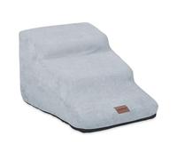 Relaxdays Scaletta a 3 Gradini per Cani Piccoli e Gatti, Salire e Scendere dal Letto e Divano, HLP: 33x41x54 cm, Grigio