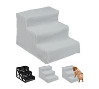 Relaxdays Scaletta a 3 Gradini, per Cani Piccoli & Grandi, Letto & Divano, Fodera in Tessuto, Interni, 30x35x45, Grigio