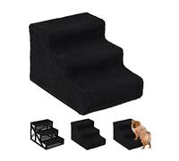 Relaxdays Scaletta a 3 Gradini, per Cani Piccoli & Grandi, Letto & Divano, Fodera in Tessuto, Interni, 30x35x45, Nero