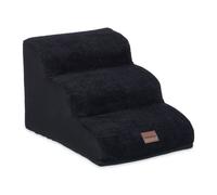 Relaxdays Scaletta a 3 Gradini per Cani Piccoli e Gatti, Salire e Scendere dal Letto e Divano, HLP: 33x41x54 cm, Nero, Poliestere