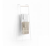 Relaxdays Scaletta portasciugamani in Metallo con 4 pioli, Misura 158x40x28 cm, Bianca
