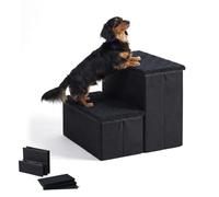 Relaxdays Scaletta per cani 2 gradini, pieghevole, vano portaoggetti, nera