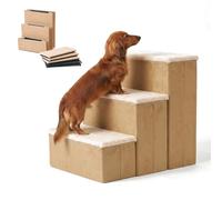 Relaxdays scaletta per cani pieghevole, 3 gradini con vano, beige