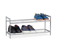 Relaxdays Scarpiera 2 Ripiani in Metallo, 6 Paia di Scarpe, 33,5 x 69,5 x 26 cm, Scaffale Ingresso Salvaspazio, Argento, Acciaio