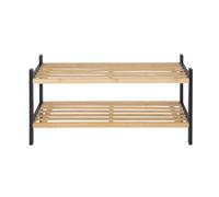 Scarpiera Ingresso Portascarpe 2 Ripiani Bambù Scaffale Scarpe HLP: 33x70x26 cm