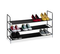 Relaxdays Scarpiera a 3 Ripiani, Scaffale HxLxP: 58 x 100 x 28 cm, Portascarpe Salvaspazio Slim per 12 Paia di Scarpe, Tessuto Non Tessuto, HLP: 58x100x28 cm
