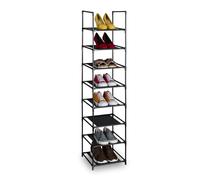 Relaxdays Scarpiera a 8 Ripiani in Stoffa, Scaffale Slim HxLxP: 140 x 33 x 33 cm, Portascarpe Salvaspazio a Colonna, Tessuto Non Tessuto, 140x33x33 cm