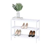 Relaxdays scaffale per Scarpe in bambù, 3 Ripiani a griglia, Bianco, 54,5x70x24,5 cm