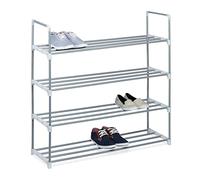 (TG. 31x90x93 cm) Relaxdays 10020501_349 Scarpiera, Argento, 31x90x93 cm - NUOVO